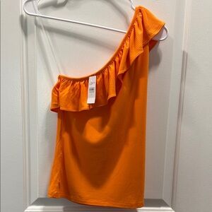LOFT Women's Orange One-Shoulder Top
